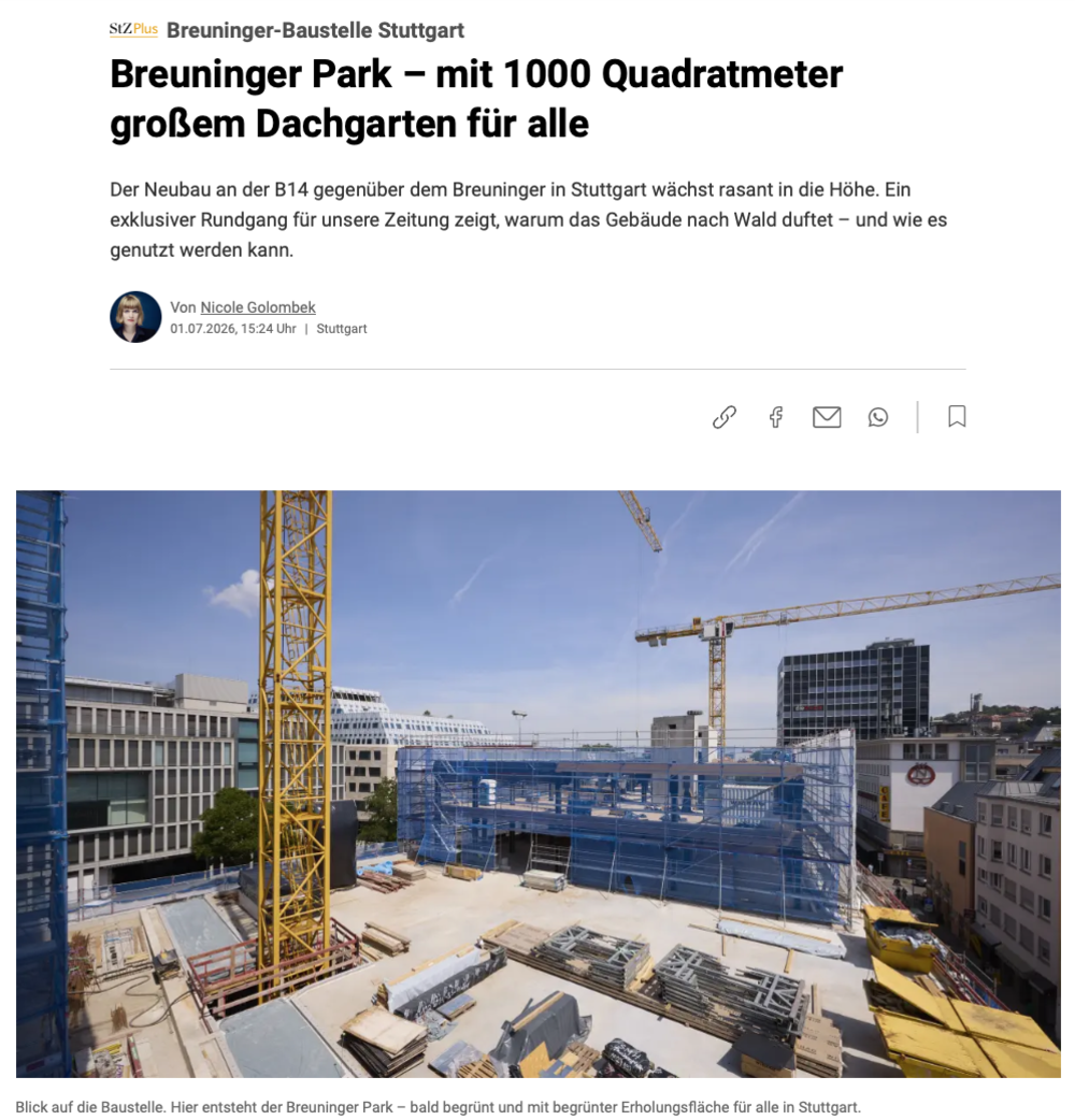 BREUNINGER PARK STUTTGARTER ZEITUNG