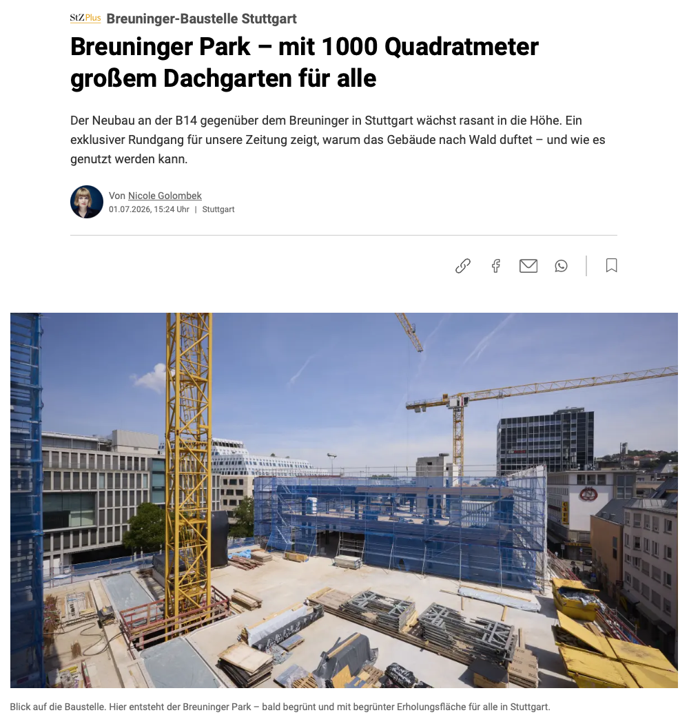 BREUNINGER PARK STUTTGARTER ZEITUNG